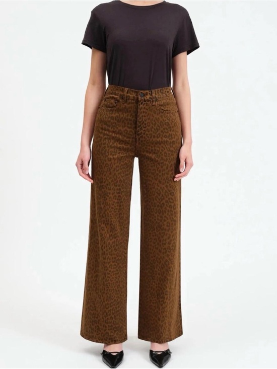 Daze Denim - Daze High-Rise Brown Leopard Wide Leg Jeans